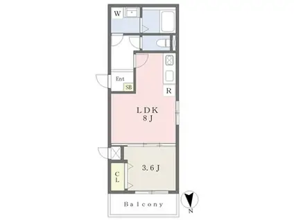 MOVE新守山サウス(1LDK/1階)の間取り写真