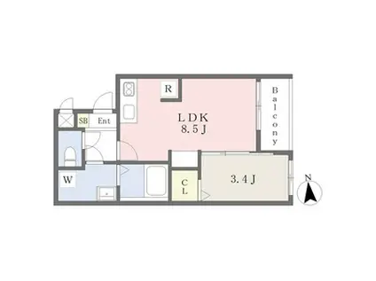 MOVE新守山サウス(1LDK/2階)の間取り写真