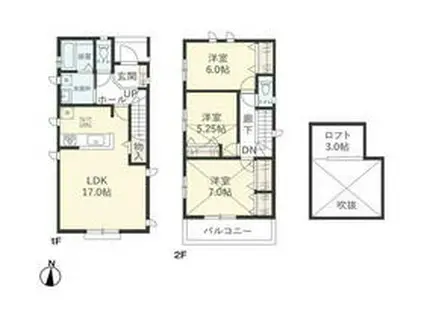 相模線 相武台下駅 徒歩16分 2階建 築1年(3LDK)の間取り写真