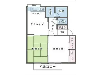 ハッピー・レジデンス(2DK/1階)の間取り写真