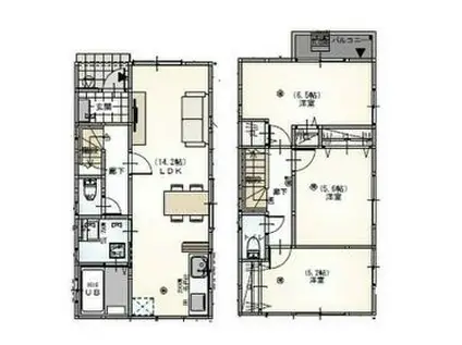 東武鉄道野田線 川間駅 徒歩8分 2階建 築2年(3LDK)の間取り写真