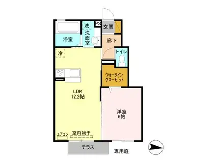 ヴィクトワール2A(1LDK/1階)の間取り写真