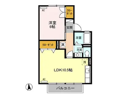 エピナールA(1LDK/1階)の間取り写真