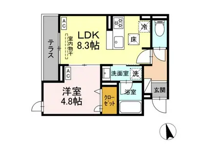 セレスティア栗原Ⅱ(1LDK/1階)の間取り写真