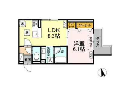セレスティア栗原Ⅱ(1LDK/1階)の間取り写真