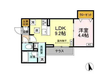 セレスティア栗原Ⅱ(1LDK/1階)の間取り写真