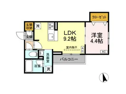 セレスティア栗原Ⅱ(1LDK/3階)の間取り写真