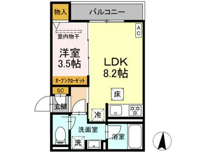 セレスティア本荘中ノ町A(1LDK/1階)の間取り写真