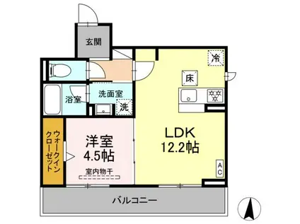 セレスティア本荘中ノ町A(1LDK/1階)の間取り写真