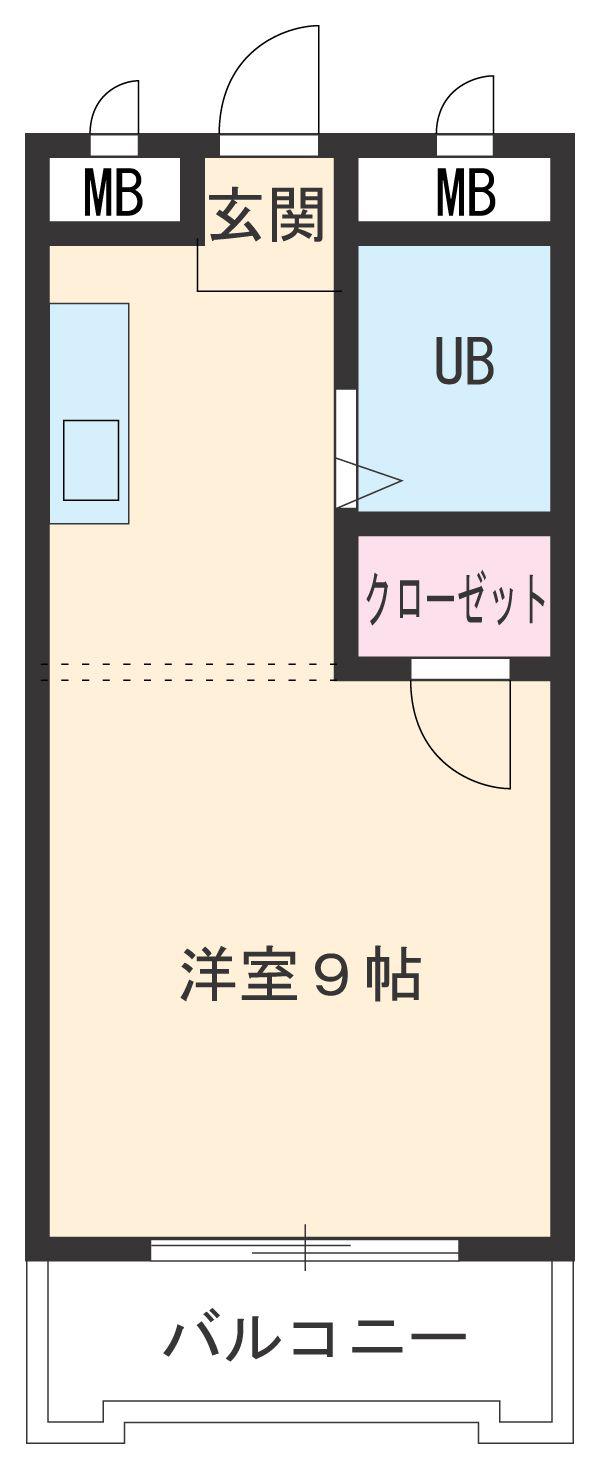 ドエルM・H(ワンルーム/2階)の間取り写真
