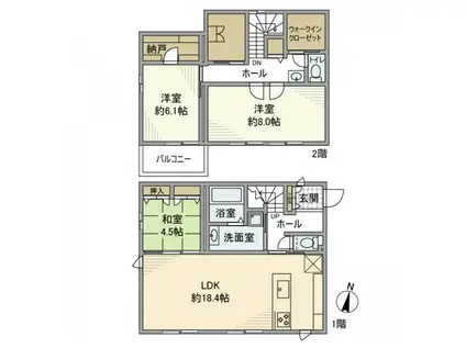 常磐線 ひたち野うしく駅 徒歩34分 2階建 築4年(3LDK)の間取り写真