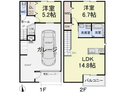仮称）西之島中屋敷６８８連家轟(2LDK)の間取り写真