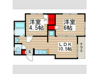 サンハウス今井A(2LDK/1階)の間取り写真