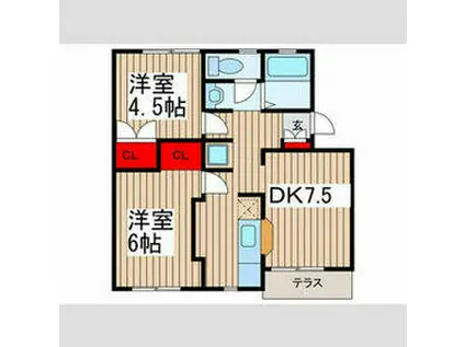 サンハウス今井A(2DK/1階)の間取り写真