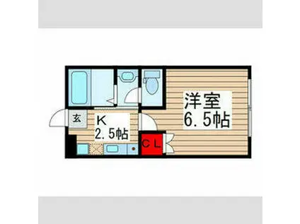 ミーム浜野(1K/2階)の間取り写真