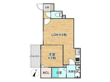 CRECIA荻浦(1LDK/2階)の間取り写真