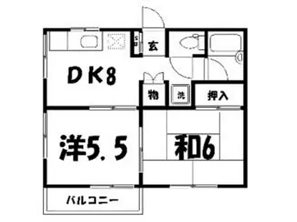 BCASA深谷ⅤRE-BORN(2DK/1階)の間取り写真