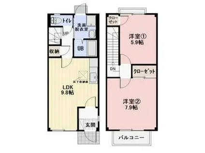 ニューシティー葵(2LDK)の間取り写真
