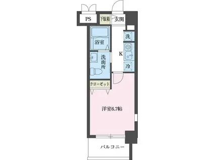 LASANTE立川(1K/4階)の間取り写真