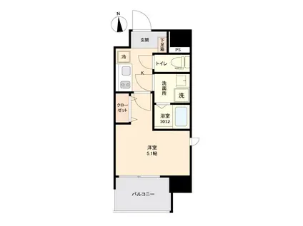 LIVE CASA姪浜(1K/4階)の間取り写真