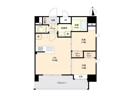 LIVE CASA姪浜(2LDK/8階)の間取り写真