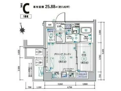 MAXIV CROS 高島平 MIRAIS(2K/2階)の間取り写真