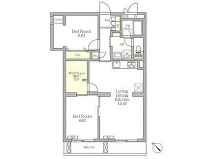 メゾンカルム中落合ノース(2SLDK/1階)の間取り写真