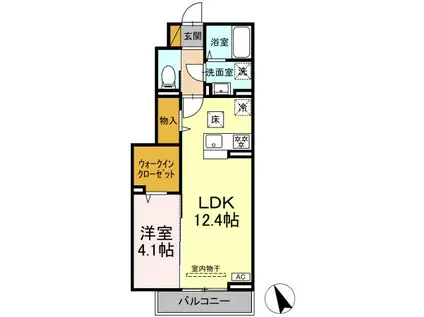 クレアール石井(1LDK/1階)の間取り写真