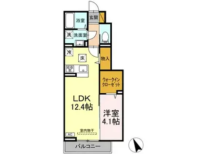 クレアール石井(1LDK/1階)の間取り写真