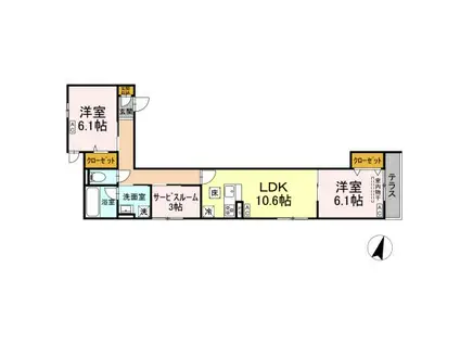 セレスティア扇Ⅶ(2LDK/1階)の間取り写真