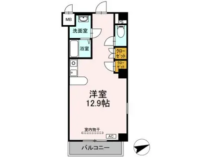 フェリオ甲府上石田(ワンルーム/5階)の間取り写真