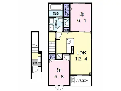 グランディールC-1(2LDK/2階)の間取り写真