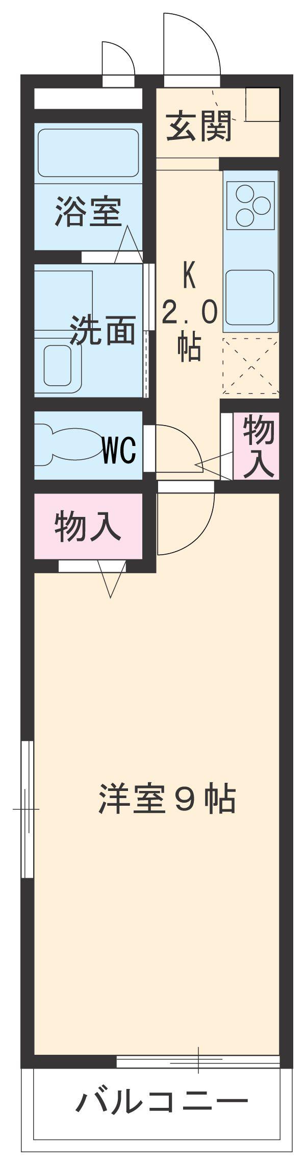 アンプルールリーブルロイヤル(1K/1階)の間取り写真