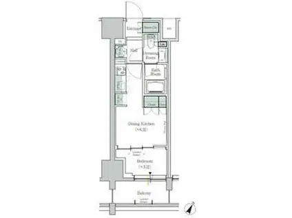 ONE ROOF RESIDENCE TAMACHI(1DK/8階)の間取り写真