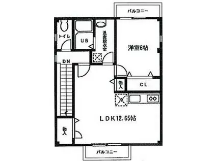 グリーンゲイブルズ(1LDK/2階)の間取り写真