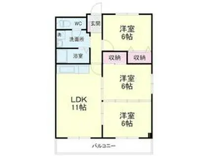 ヴェルメゾン飯尾(3LDK/2階)の間取り写真