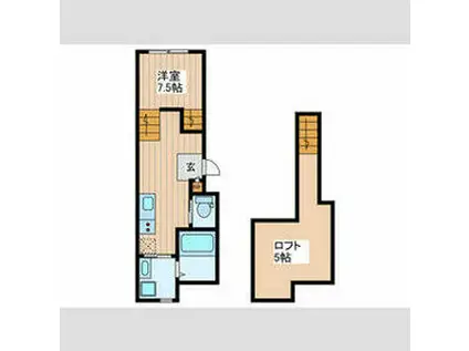 夢のヴィオレット(ワンルーム/2階)の間取り写真