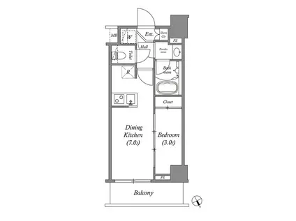 ARKMARK水天宮前Ⅱ(1DK/3階)の間取り写真
