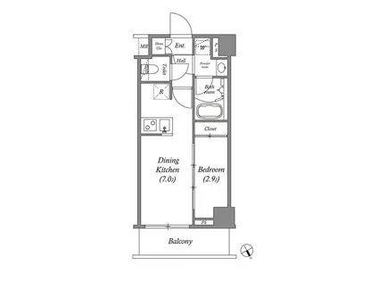 ARKMARK水天宮前Ⅱ(1DK/3階)の間取り写真