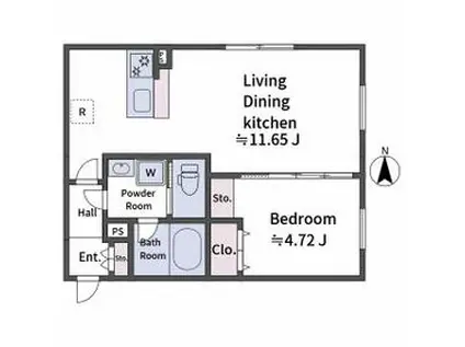 ALATO OYAMAⅡ(1LDK/4階)の間取り写真