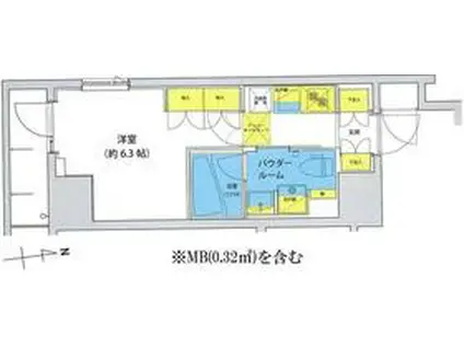 アジールコート北品川(1K/6階)の間取り写真