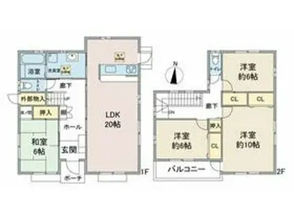 樽見鉄道 東大垣駅 徒歩8分 2階建 築18年(4LDK)の間取り写真
