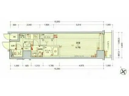 グランヴァン東中野Ⅲ(1K/6階)の間取り写真