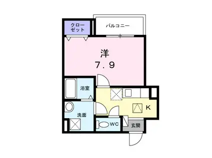 ヒカルサ京都北山栗栖(1K/1階)の間取り写真