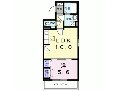ヒカルサ京都北山栗栖(1LDK/1階)の間取り写真