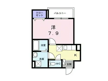 ヒカルサ京都北山栗栖(1K/2階)の間取り写真