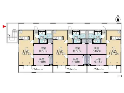 GRAND REVE G棟(2LDK/1階)の間取り写真