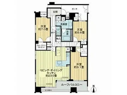 グランレジェイド京都河原町(3LDK/11階)の間取り写真