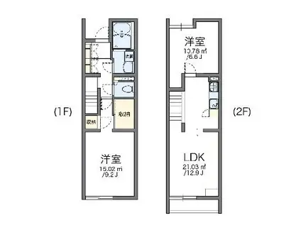 レオパレスコヅチⅠ(2LDK/1階)の間取り写真