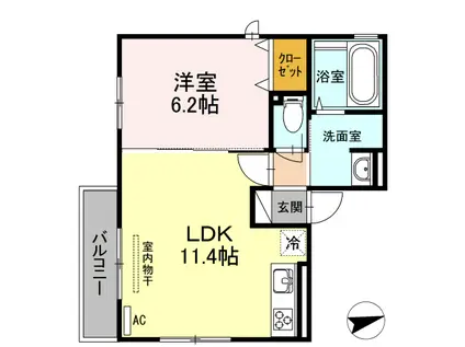 UMEETOLIVE(1LDK/2階)の間取り写真